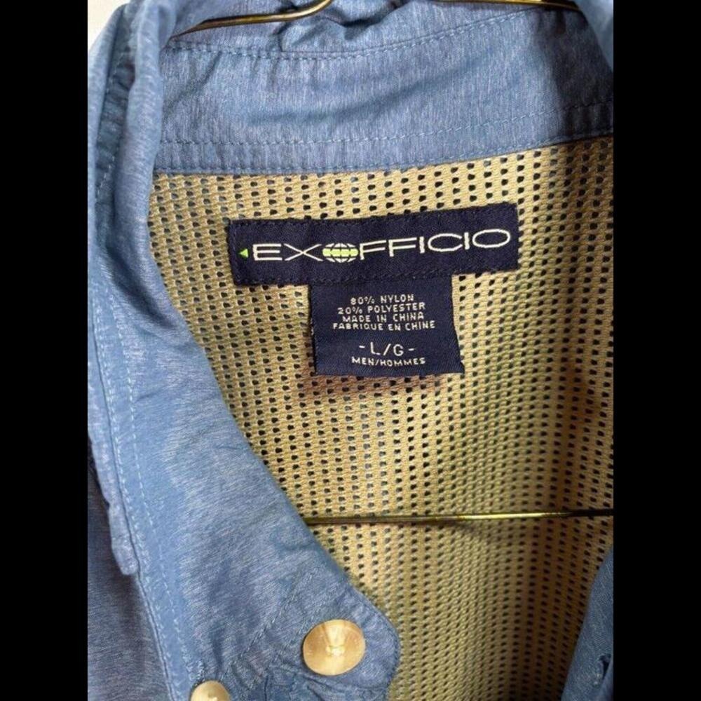 ExOfficio Mens Long Sleeve Ventilated Fishing Shirt Blue Gray Size Large L/G - Picture 4 of 11
